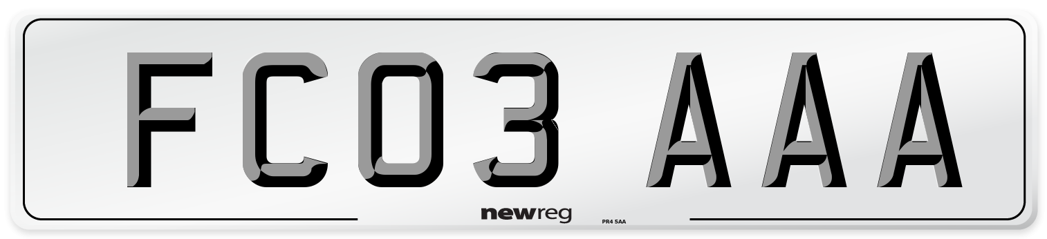 FC03 AAA Number Plate from New Reg